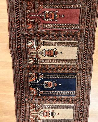 Tappeto preghiera afghano annodato a mano 135x61