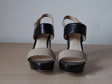 Sandali CAFèNOIR nero/beige n° 36 pelle con tacco