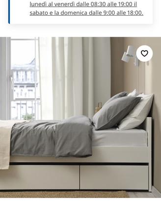 Letto Ikea una piazza e mezza bianco con cont