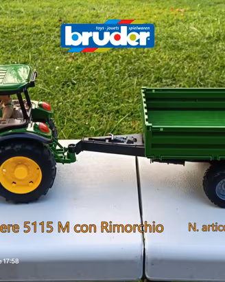 BRUDER John Deere 5115 M con Rimorchio