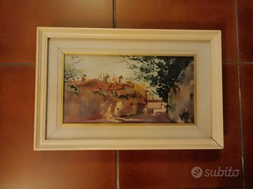 Eugenio Viti, paesaggio Campano,olio su legno 