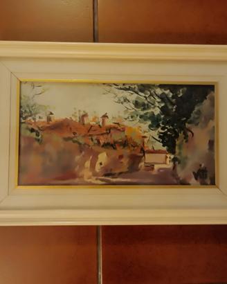 Eugenio Viti, paesaggio Campano,olio su legno 