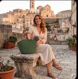 Borsa Cordino Thai Verde e Bamboo Handmade 