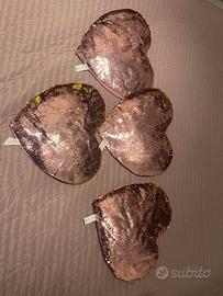 4 Cuscini a cuore in paillettes reversibili NUOVI