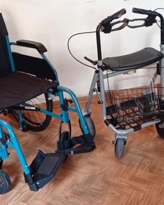 carrozzina disabili e deambulatore praticamente nu