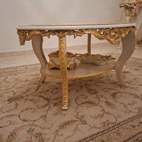 tavolino salotto ovale stile barocco avorio foglia