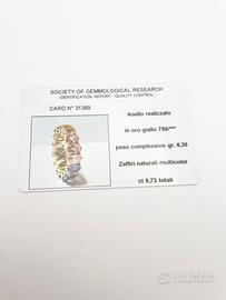 Anello oro 18KT zaffiri multicolor ct 9.73 tot
