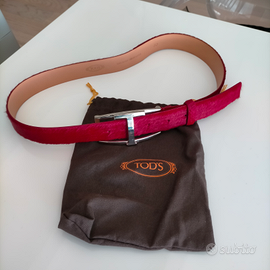 Cintura Tod's in pelle colore rosso effetto cavall