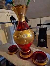 vaso più posacenere in murano e oro zecchino