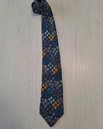 Cravatta Naj Oleari floreale blu,  Made in Italy, 
