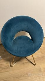 Sedia moderna in velluto con gambe d orate