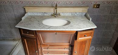 Mobile bagno in legno con top Marmo stile vintage