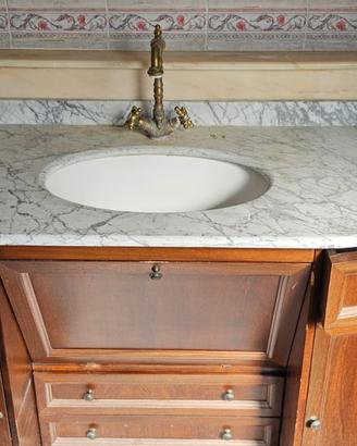 Mobile bagno in legno con top Marmo stile vintage