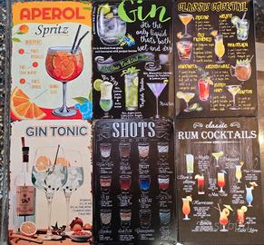 targa in metallo bar tavernetta bicchieri vintage 