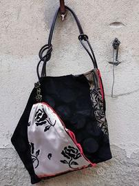 Borsa artigianale seta/velluto meravigliosa unica