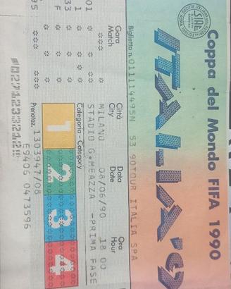 Biglietto  Italia 90 MAI usato