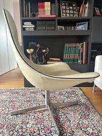 Poltrona Matteo Grassi in pelle color panna /crema