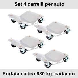 Set 4 Carrelli sposta auto sotto ruota sottoruota