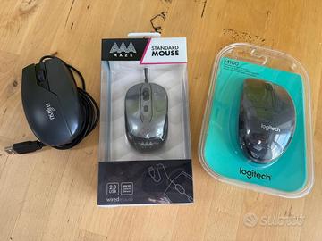 3 Mouse USB di cui 2 imballati, Logitech e AAAMaze