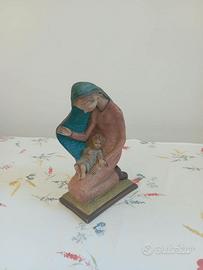 Madonna con bambino artigianale da presepe