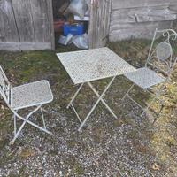Tavolo da giardino, più coppia sedie, metallo