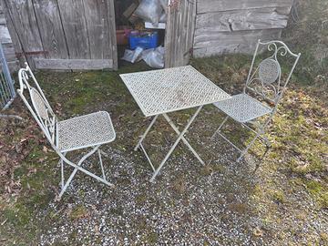 Tavolo da giardino, più coppia sedie, metallo
