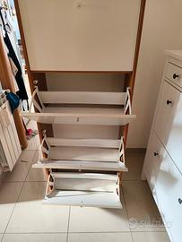 Scarpiera doppia ribalta ciliegio panna 