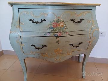 Consolle Comó bombato Verde Stile Country Anticat