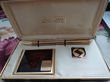 Accendino e penna SAROME oro e radica