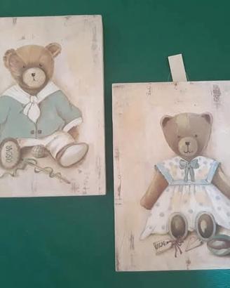 2 quadretti in legno orsetti