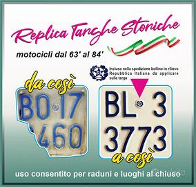 Riproduzione targa storica  vespa moto da 63’al 84