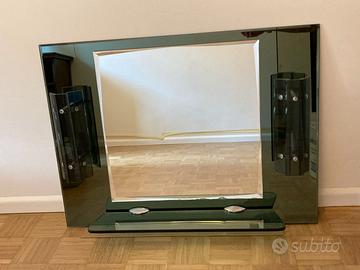 Specchio da bagno art deco con luci e ripiano