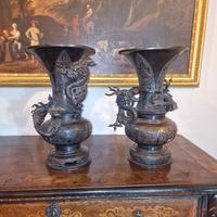 Vasi di bronzo rosso japponesi altezza 50cm