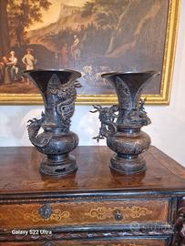 Vasi di bronzo rosso japponesi altezza 50cm