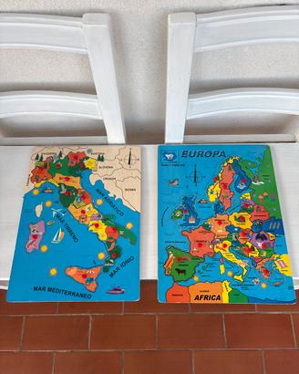 2 puzzle legno: Italia / Europa