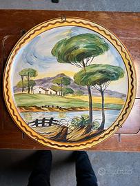 2 Piatti murali dipinti a mano – scena bucolica