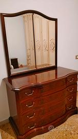 Comó con specchiera in piuma di Mogano