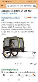 Rimorchio bici e trasportino per cani taglia media