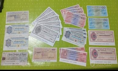 25 banconote MINIASSEGNI 50-100-150-200 lire