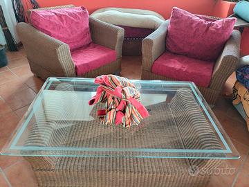 Salotto da esterno set in rattan (vimini)