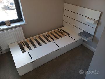 Letto IKEA NORDLI + Testiera e Materasso Smontato