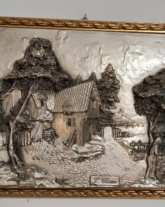Quadro vintage con bassorilievo firmato Cherico