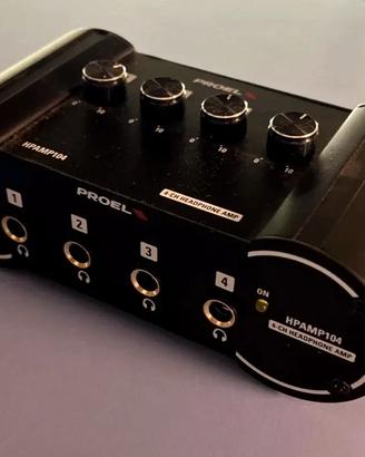 Proel HPAMP104 Amplificatore per cuffie a 4 canali