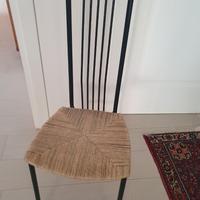 CINQUE SEDIE IMPAGLIATE CON STRUTTURA IN FERRO