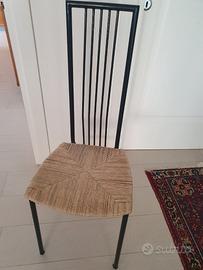 CINQUE SEDIE IMPAGLIATE CON STRUTTURA IN FERRO