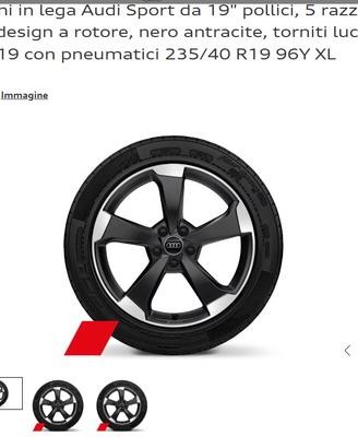 Cerchi in lega originali Audi con suoi pneumatici