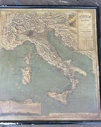 Mappa in rilievo Italia antica del 1886