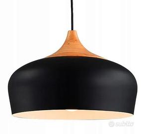 Lampadario nero e legno per e27