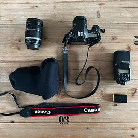 Canon 60d con obiettivi, flash etc