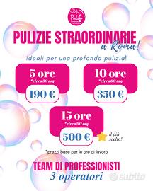 Pulizie straordinarie Roma Pacchetti a prezzo fiss